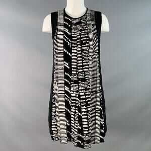PROENZA SCHOULER Size 4 Black White Viscose Textured Sleeveless Dress